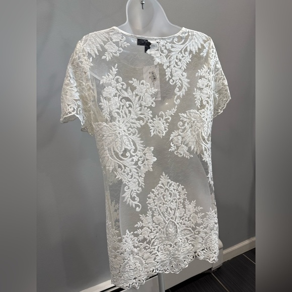 Karen Kane brand New Romantic  white Lace Tunic Top-size L - Picture 8 of 11